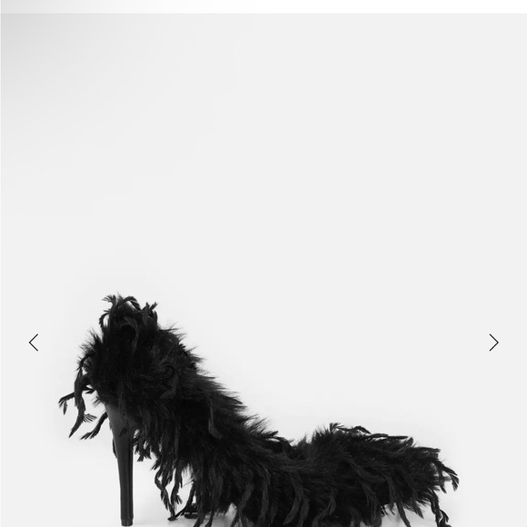 NEW simmi black feather fur pointed toe pump heel 6 - Picture 2 of 2